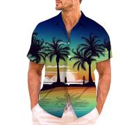 Generico Uomo Funky Camicie Hawaiana Manica Corta Vacanze estive Fiori Stampato Beach Casual Camicia