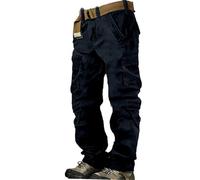 Generico Uomo Pantaloni Cargo Tinta Unita Pantalone Cargo Pantaloni Sportivi Jogging con più Tasche XS-XXL Pantaloni Lavoro Meccanico Pantaloni Elasticizzati Uomo Taglie Forti