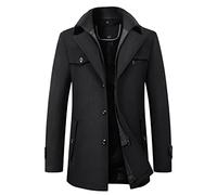 Generico Uomo Trench Lungo a Vento Doppio Petto Slim Fit Ufficio Soprabito Lana Nuovi Capispalla Manica Lunga Elegante Trench Coat in Tweed Uomo Casual Cappotto Doppiopetto Invernale Classico