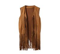 Generico Uomo Western Gilet Cowboy Hippie Frange Maglione Finta Pelle Gilet Costume Carnevale Halloween Hippie Abbigliamento