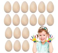 Generico Uova di Legno - Ornamenti per Uöva di Pasqua da 20 Pezzi | Artificiale da dipingere | Decorazioni pasquali Fai da Te, Giochi creativi per Bambini perr l'artigianato, Caccia alle Uova
