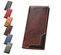 Generico Upliftjoys Cowhide Vintage Wallet, Mens Leather Bifold Long Card Wallets for Father Mens Big Checkbook Handcrafted Wallets (Coffer)