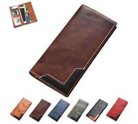 Generico Upliftjoys Cowhide Vintage Wallet, Mens Women Leather Bifold Long Card Big Checkbook Handcrafted Wallets (Brown)