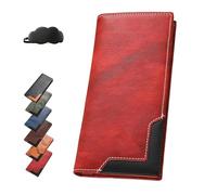 Generico Upliftjoys Cowhide Vintage Wallet, Mens Women Leather Bifold Long Card Wallets, Multiple Compartments Handcrafted Wallet (Red)