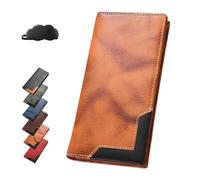 Generico Upliftjoys Cowhide Vintage Wallet, Mens Women Leather Bifold Long Card Wallets, Multiple Compartments Handcrafted Wallet (Yellow)