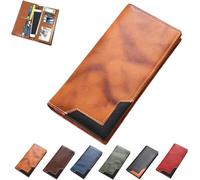Generico Upliftjoys Cowhide Vintage Wallet, Mens Women Leather Bifold Long Card Wallets, Patchwork, Multiple Compartments (Yellow)