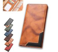 Generico Upliftjoys Cowhide Vintage Wallet, Mens Women Leather Bifold Long Card Wallets Rfid Blocking Carteras Para Hombres Gift (Yellow)