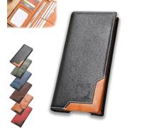 Generico Upliftjoys Cowhide Vintage Wallet, Mens Women Leather Bifold Long Card Wallets Rfid Blocking Carteras Para Hombres Gift (Black)