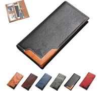 Generico Upliftjoys Cowhide Vintage Wallet, Mens Women Leather Bifold Long Card Wallets with RFID Blocking, Multifunctional business wallet (Black)