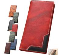 Generico Upliftjoys Cowhide Vintage Wallet, Upliftjoys Wallet, Multiple Compartments Rfid Blocking Carteras Para Hombres (Red)