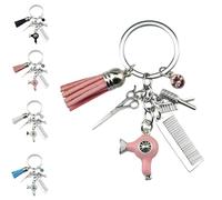 Generico Upliftjoys Portachiavi Regalo per Parrucchiere, Portachiavi Regalo per Parrucchiere Affascinante, con Pettine Asciugacapelli, Forbici, Gioielli con (rose)