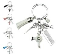 Generico Upliftjoys Portachiavi Regalo per Parrucchiere, Portachiavi Regalo per Parrucchiere Affascinante, con Pettine Asciugacapelli, Forbici, Gioielli con (white)