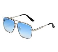 Generico Upliftjoys Sunglasses, Retro Gradient Sunglasses UV400 Protection, Unisex Double Bridge Square Shades (Blue-Silver)