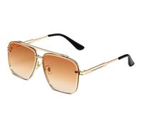 Generico Upliftjoys Sunglasses, Retro Gradient Sunglasses UV400 Protection, Unisex Double Bridge Square Shades (Yellow)
