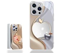 Generico Urgalaxy Personalized 3D Colorful Fruit Tempered Glass Phone Case, Comes with Mirror, All-Inclusive Lens, Frosted Soft-Edged, for Iphone X-XR/7-16pm (iPhone 13PM,Silver)