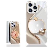 Generico Urgalaxy Personalized 3D Colorful Fruit Tempered Glass Phone Case, Comes with Mirror, All-Inclusive Lens, Frosted Soft-Edged, for Iphone X-XR/7-16pm (iPhone 13PM,White)