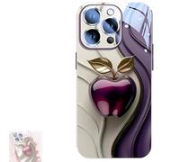 Generico Urgalaxy Personalized 3D Colorful Fruit Tempered Glass Phone Case, MerryKlein Personalized Magnetic Tempered Glass Phone Case, for iPhone 12/13/14/15/16 Pro Max (iphone 14 pro,Pruple)