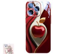 Generico Urgalaxy Personalized 3D Colorful Fruit Tempered Glass Phone Case, MerryKlein Personalized Magnetic Tempered Glass Phone Case, for iPhone 12/13/14/15/16 Pro Max (iphone 12,Red)