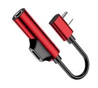 Generico Usb C Adapter, Audio Converter, Headphone Dongle, 2-In-1 Charging and Listening, Fast Data Transmission, for Phone Tablet Music Calls, 11.7cm/4.61 Inches, Black, Red, 1 Piece