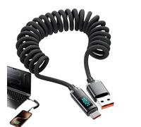 Generico USB C Cable, 120w Spring Charging Cable, Fast Charging Cord with Digital Power Display, Sturdy Flexible Charger for Car, Travel, Gym, Home, School, Business, Tablets, Phones
