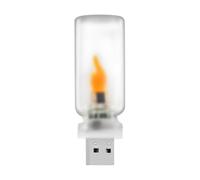 Generico USB LED Flame Light - 2.52in Vintage Glass Night Light | Compact Flameless Flickering Ambient Lamp | 5V Mini USB Interior Bulb For Car Vehicle Bedroom Holiday Party Camping Yellow Glow