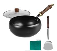 Generico Usceshonn Iron Pot, 9/10/11in Handmade Hammered Large Belly Pot, With Glass Cover, Triple Stainless Steel For Cooking, Stewing(smooth surface,26cm)