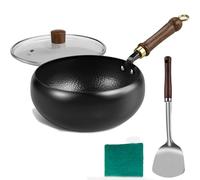Generico Usceshonn Iron Pot, 9/10/11in Handmade Hammered Large Belly Pot, With Glass Cover, Triple Stainless Steel For Cooking, Stewing(hammer pattern,24cm)