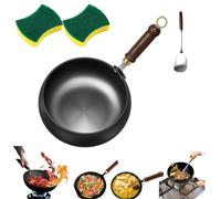 Generico Usceshonn Iron Pot, Multi-Size Handmade Hammered Large Belly Pot With Wooden Lid, Purpose For Baking, Cooking, Stewing (smooth,28cm)