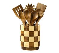 Generico Utensil Crock - 7.09 Inches Wooden 360° Rotating Kitchen Organizer Holder | Flatware Storage Stand, For Spatulas Chopsticks Spoons Tongs Home Dorm Countertop Use