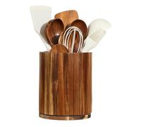 Genérico Utensil Holder For Kitchen Counter, Wood Organizer Storage Rack Cooking Silverware For Spoon, 360° Rotating Storage Rack, Forks Knives Utensils Kitchen Countertop Counter Cutlery