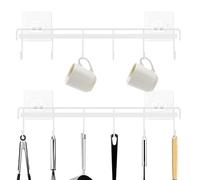 Generico Utensil Wall Hanger, Adhesive Kitchen Hooks, Multi Purpose Rack, No Drill Storage Organizer, 2pcs Wall Mounted Holder for Kitchen Bathroom Bedroom Pantry Laundry Room Home Organization