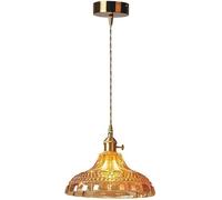 Generico V-intage Amber Glass Pendant Light Fixtures Brass Base Ceiling Lamp Chandelier Lighting Compatible with Kitchen Island Restaurant Living Room,Stile Minimalista