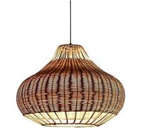 Generico V-intage Lampadario Rustico - Lanterna in Vimini Grande Rattan della Fattoria Lampada a Sospensione a Cesto con Gabbia in Bronzo a a Soffitto Regolabile,lampadario