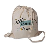 Generico Vado Dai Nonni Sacchetto Porta Corredino Bebè Neonato Zaino A Sacca In Cotone 130gr Personalizzato con Nome Idea Regalo Natale Compleanno Festa dei Nonni Nuova Nascita Bebè Neonati Bambini