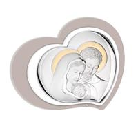 Generico Valenti & Co Pannello Sacro con Sacra Famiglia, 37,5 x 30 cm, Argento PVD con Dettagli in Oro, Doppio Retro Bianco e Tortora