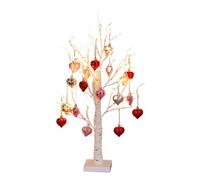 Generico Valentines Day Decor Lighted Birch Tree | Romantic Heart-Shaped Birch Tree Lamp, With 24 LED Lights & 18pcs Hanging Hearts, Timer & Dual-Power (USB/Battery) For Holiday Home Decor