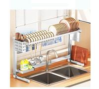 Generico Valentine's Day Dish Drainer Rack - Stainless Steel Telescopic Sink Shelf Organizer for Bowl Dish Drying, No Drill Kitchen Storage Solution,5381 Silver B