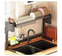 Generico Valentine's Day Dish Drainer Rack - Stainless Steel Telescopic Sink Shelf Organizer for Bowl Dish Drying, No Drill Kitchen Storage Solution,5381 Black B