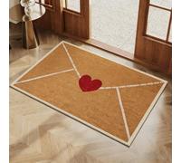 Generico Valentine's Day Rug Outdoor Doormat,Envelope Heart Welcome Mat,Red Love Heart Pattern Artificial Coir Door Mat,Wear-Resistant and Non-Slip Linen Floor Doormat,for Indoor Home Decor