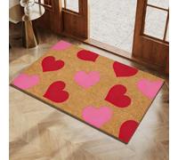 Generico Valentine's Day Rug Outdoor Doormat,Envelope Heart Welcome Mat,Red Love Heart Pattern Artificial Coir Door Mat,Wear-Resistant and Non-Slip Linen Floor Doormat,for Indoor Home Decor