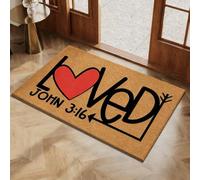 Generico Valentine's Day Rug Outdoor Doormat,Envelope Heart Welcome Mat,Red Love Heart Pattern Artificial Coir Door Mat,Wear-Resistant and Non-Slip Linen Floor Doormat,for Indoor Home Decor
