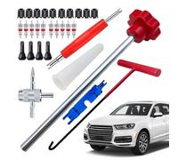 Generico Valve STEM Tool Kit - Iron Rubber 30pcs | Tire Valve Remover Tool, ValveInstaller Kit, T Hook Tire Repair Toolset, Quick Change Car MotorcycleValve Repair Tools | Garage Maintenance