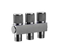 Generico Valvola angolare di Uscita 1 su 3 in Ottone Grigio Pistola, valvola di Ingresso dell'Acqua for WC, valvola Multifunzione, valvola di Controllo del Rubinetto della Lavatrice(Gun Grey)