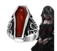 Generico Vampire Coffin Ring, Vintage Casket, 0.94x0.94x0.67 Inches Gothic Stainless Steel, Retro Coffin Design for Men, Punk Hip Hop Fashion Jewelry, Halloween, Costume and Daily Wear Use