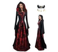 Generico Vampire Costume - Renaissance Dress, Hooded Halloween Cloak