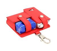 Generico Vape Case, Leather Carrying Organizer Hook with Carabiner Hook, Compact Vape Storage Pouch for Daily Commute, Travel, and Mens Everyday Use, 3.94x3.35x1.18 Inches, Blue, Red