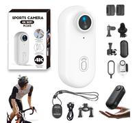 Generico Varnock Action Camera, Treklon POV Camera,HD 1080p/4k Mini Wearable Body Adventure Action Cameras with Audio, Video, Mount Anywhere, for Vlogging, Cycling, Diving (White,1080p)