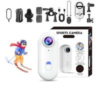 Generico Varnock Hd Action Camera, The Snap Cam, 1080p/4k Hands-Free Magnetic Camera, Mount Anywhere, for Cycling, Skiing, Diving, Pet Walking, Fishing (White-High Specs-1080P,128G)