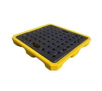 Generico Vasca di contenimento modulare in polietilene - Pallet di contenimento per fusti con Scarico, Griglie Rimovibili per Lo stoccaggio in Garage - Nero e Giallo, 680x680x110 mm, Soluzione per im