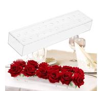Genérico Vasetti rettangolari, rettangolari in acrilico, vaso per fiori, vasetti floreali moderni trasparenti | Decorative Clear Rectangle Modern Flowers Holder Vase with 18 Holes | Long Dining Table